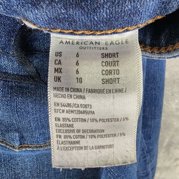Womens American Eagle Super Hi Rise Blue Denim Jegging 360° Stretch Size 6 Short - Picture 5 of 11